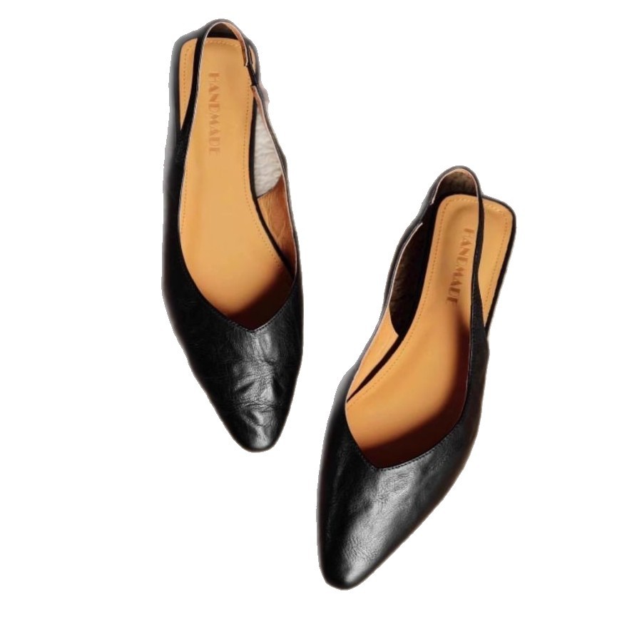 El estilo francés es una hermosa sandalia aguda, sandalias de talón bajo, 2026 moda de verano de un solo zapato para mujeres.
