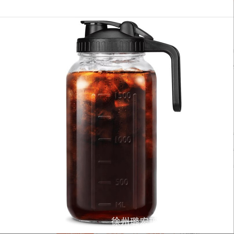 Al por mayor transfronterizo Amazon 32oz botellas de vidrio botellas de bebidas con pantalla de café calibración de botella de agua fría cubierta de mango