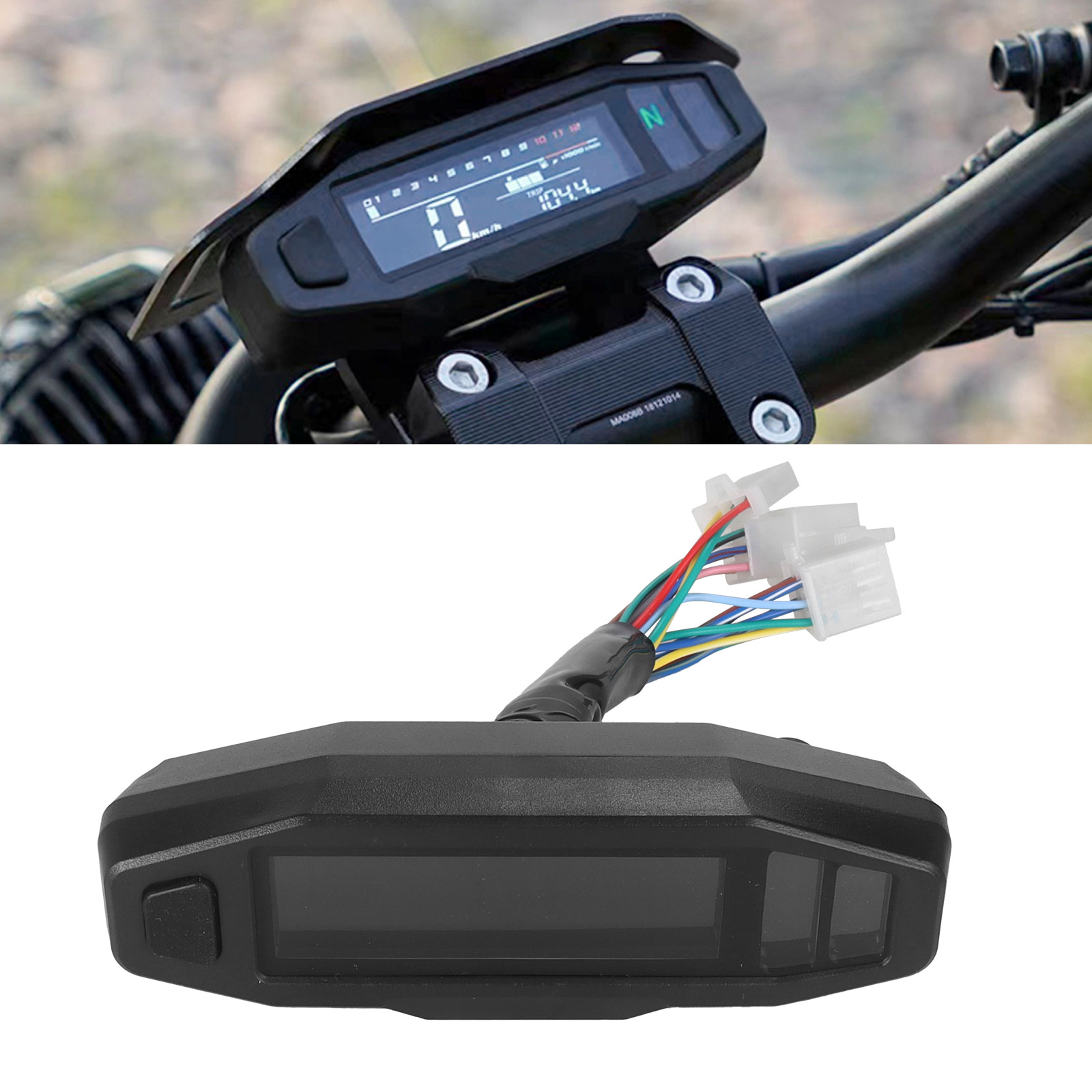 Cross-Border Motorcycle Universal Modified Instrument Va High-Definition Lcd Electronic Digital Instrument Tachometer Fuel Gauge