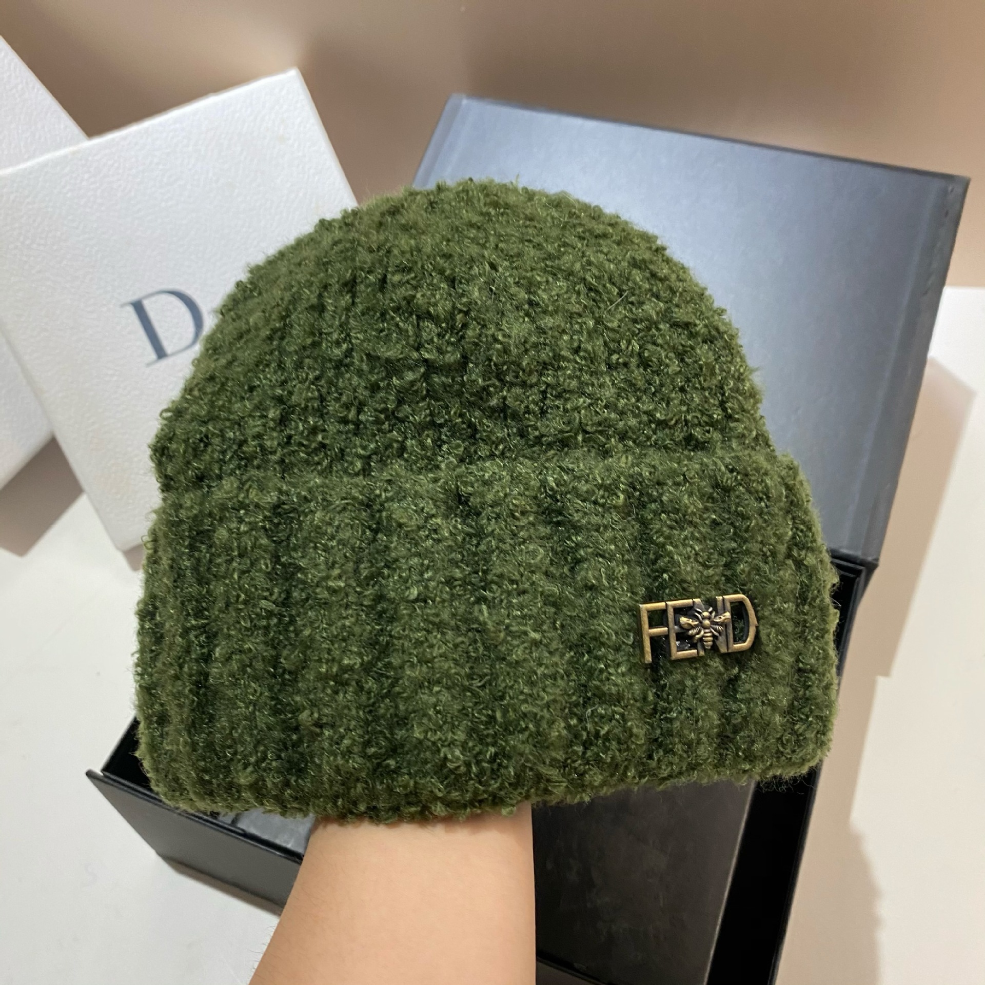 Korejska verzija nove slatke pletene kape s pletenim uzorkom F-labela, zimske tople i debele vjetrootporne kape s janjećim puloverom._voghion.com