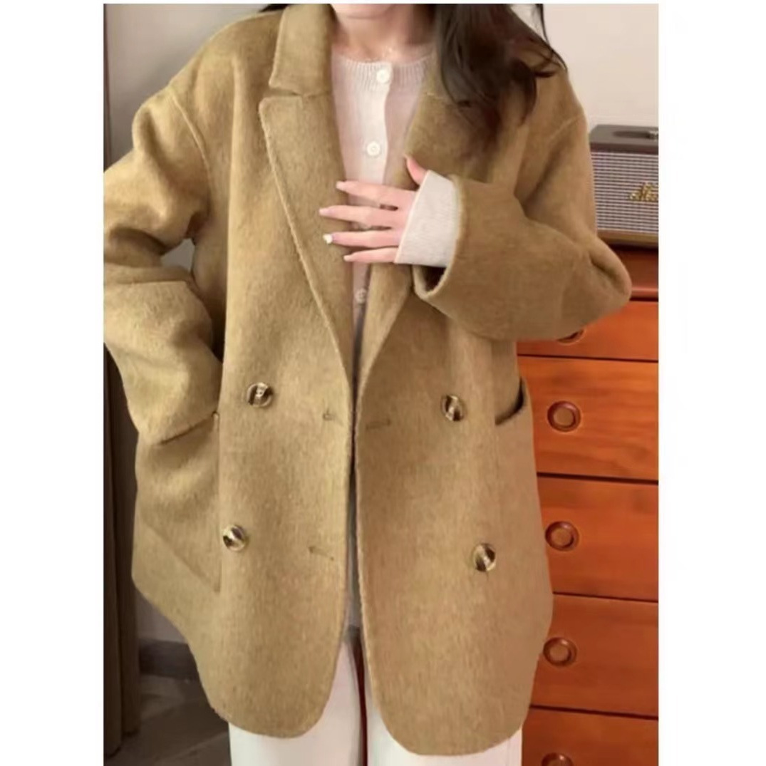 Word of mouth Wang Korean style new commuter double-sided wool coat mid-length small suit wool coat all-matching