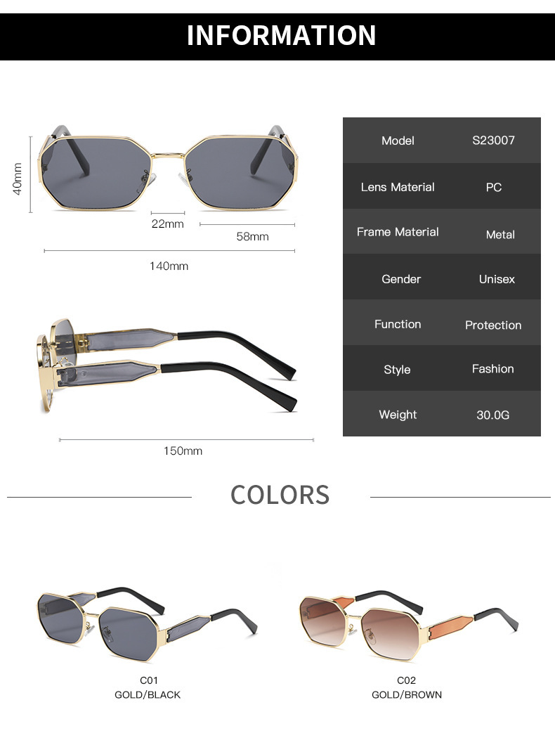 New style small frame wide leg women's sunglasses European and American personality fashion glasses sunglasses female hot girl sunglasses s23007_voghion.com