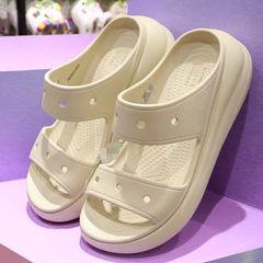 2023 Dongguan Summer Thick-Heeled Women's Shoes Puff Slippers Lightweight Non-Slip Casual Hole Shoes 207670