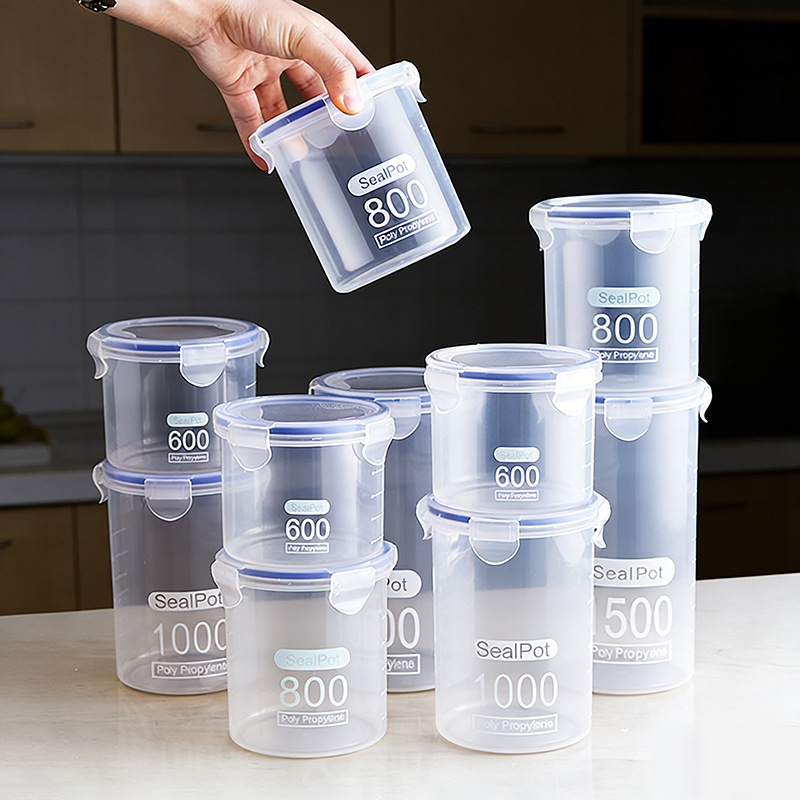 Cross-Border Transparent Plastic Fresh-Keeping Sealed Jar Food Storage Jar Kitchen Grain Storage Box Covered Storage Jar