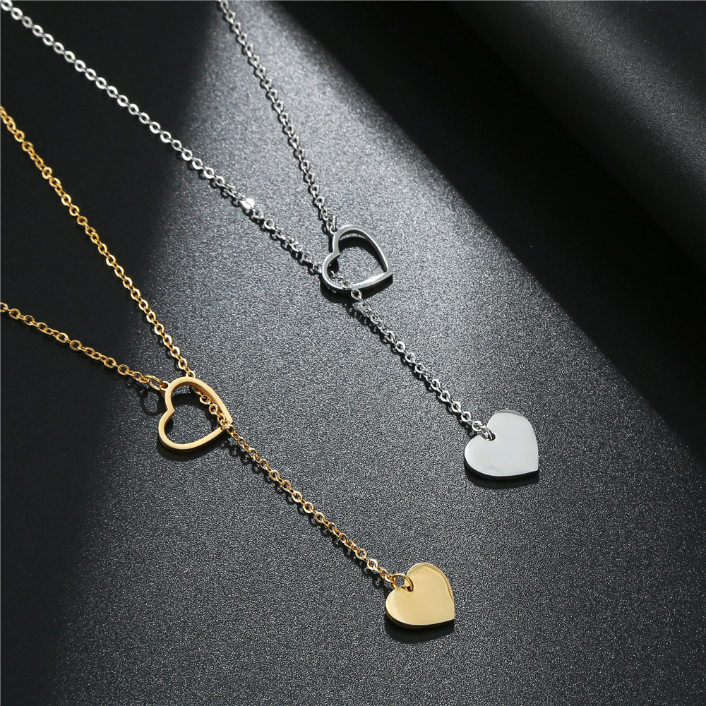 Simple Stainless Steel Heart-shaped Creative Simple Pendant Necklace display picture 4