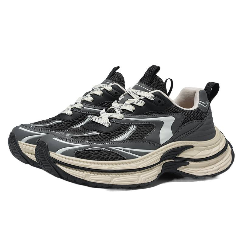 Zapatos de papá para hombres primavera y verano 2025, nuevo estilo coreano de moda retro, malla transpirable, zapatos deportivos cómodos con suela gruesa