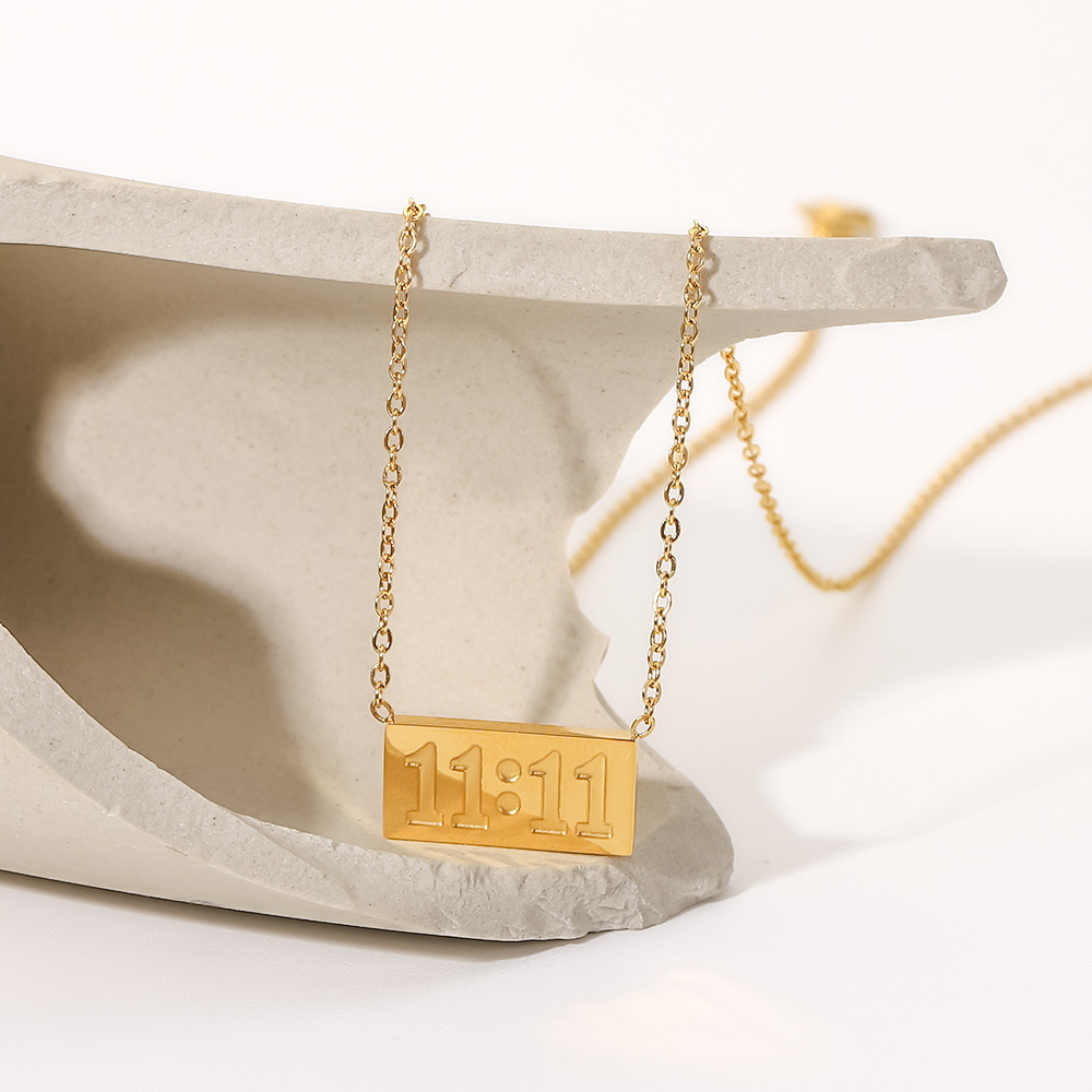 Fashion Number Rectangle Stainless Steel Pendant Necklace Plating Stainless Steel Necklaces