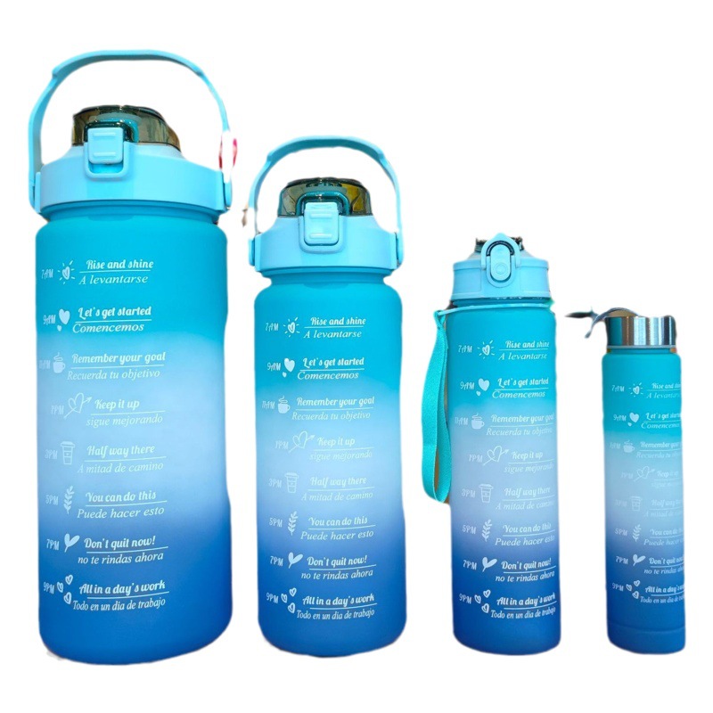 Cuatro piezas de verano nuevo al aire libre de gran capacidad deportes taza de agua hombres y mujeres de fitness botella de agua paja mango portátil botella de agua