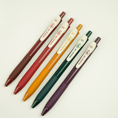Click the stone to press the color gel pen with high appearance value 0.5 bullet student water pen retro color quick-drying DS-099