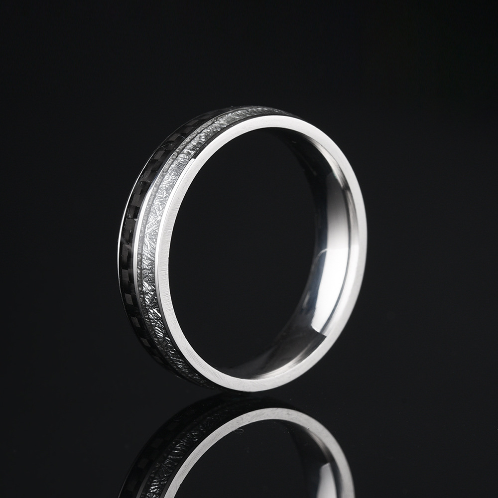 Title 2, Bague pour homme en acier inoxydable et fibre d...