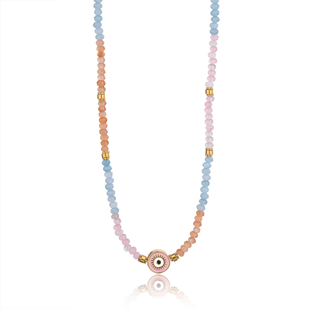 20g Weight Titanium Steel Pendant Material Necklace Classification Natural Stone Chain Material Beaded Chain Chain Type 1 Piece Quantity Holiday, Daily Occasion 304 Stainless Steel, natural stone Material Round Pattern All Seasons Season Women's Gender Vacation, Classic Style Style Vacation Classic Style Round 304 Stainless Steel Natural Stone Beaded Chain Necklace In Bulk 8