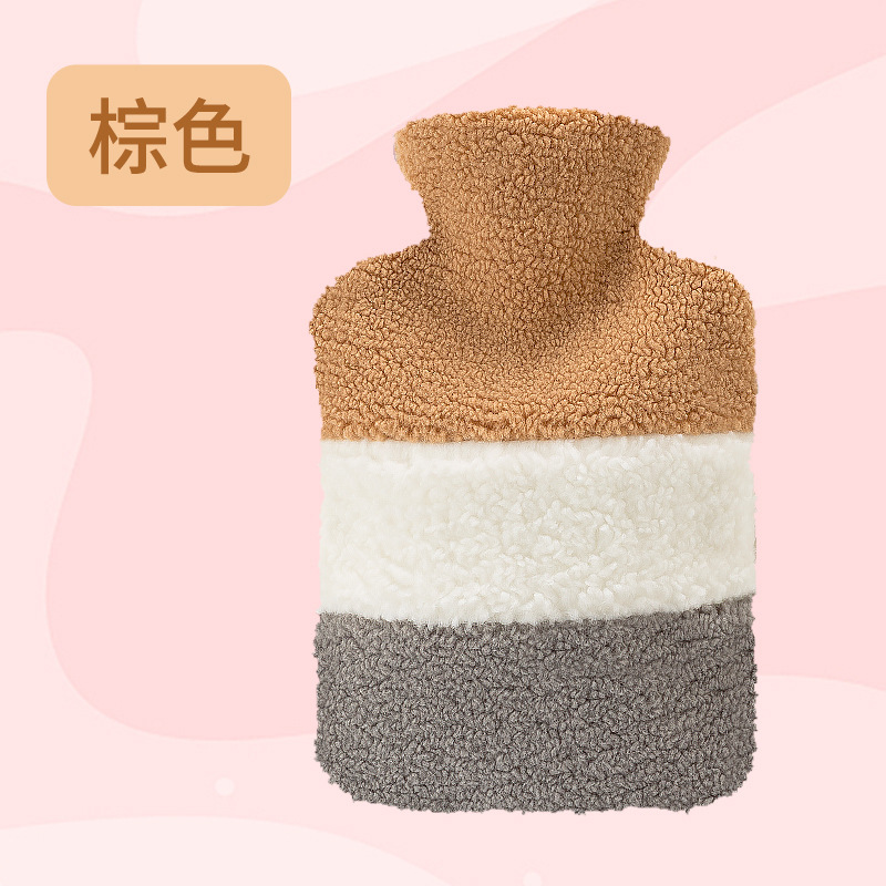 Lescher bolsa de agua caliente inyección de agua hogar a prueba de explosiones de tres colores cubierta de tela de felpa gran riego PVC bolso caliente al por mayor