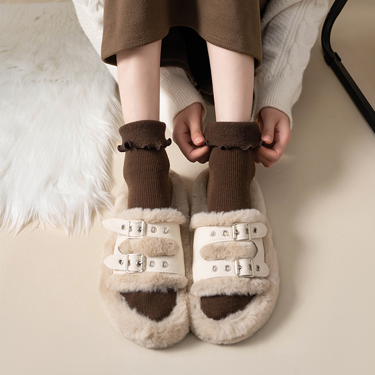 Mujeres Estilo Japones Color Sólido Algodón Calcetines De Tripulación Un Par display picture 2