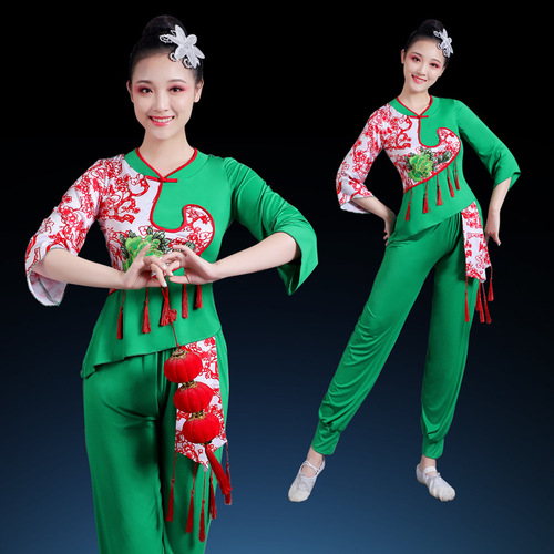 Chinese Folk Dance Costumes Hanfu Fairy Dresses For Women Traditional Fan Umbrella Dance Suit square dance clothing festival yangko wide-legged pants long skirt