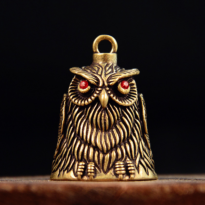 Brass Owl Bell Keychain Pendant Jianghu Stall Brass Keychain Pendant Wind Bell Bell Key Chain