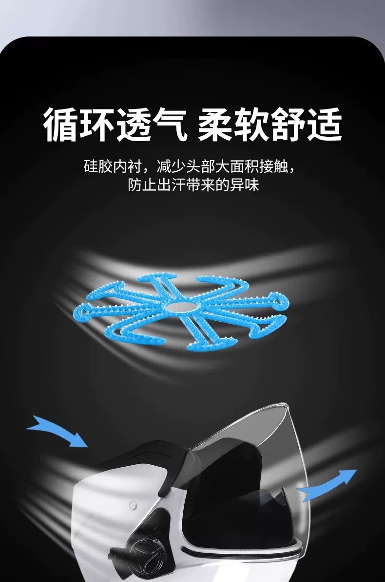 Electric motorcycle riding helmet liner pad that doesn't flatten hair, ventilated, odor-resistant, universal breathable pad