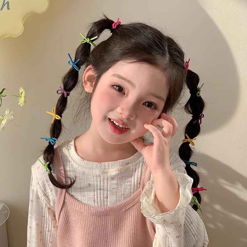 10袋〜韓国ベルベット子供用かわいいリボン親指リングゴムバンド甘い三つ編みヘアゴム|undefined