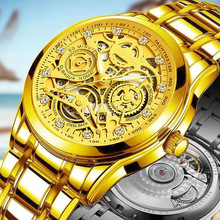 一件代发跨境男士镂空全自动非机械石英表透低陀飞轮男表防水腕表