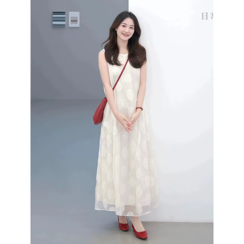 Супер красивая уникальная юбка для женщин, лето 2025, новое французское платье-жилет без рукавов с тиснением жаккард, модное