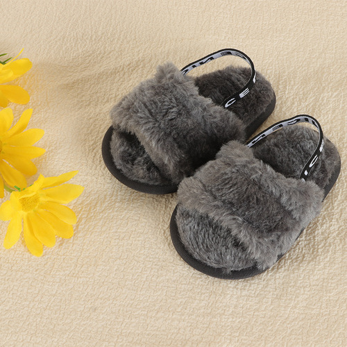 Cross-border new spring and summer elastic fuzzy baby shoes sandals soft soles baby walking shoes
