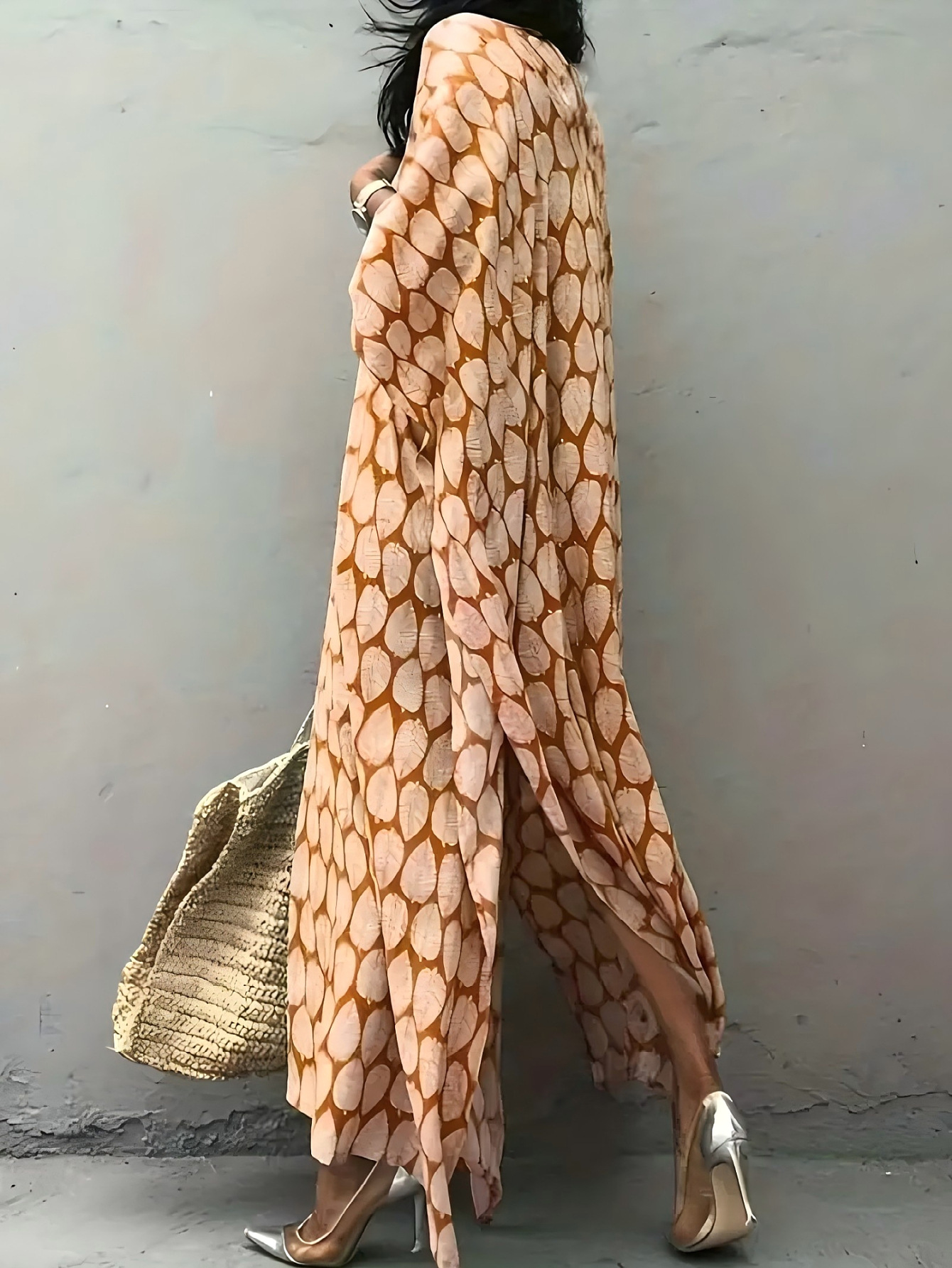 Hojas transfronterizas impresión camisa de playa vestido de vacaciones de playa vestido de manga de murciélago bikini exterior M0007