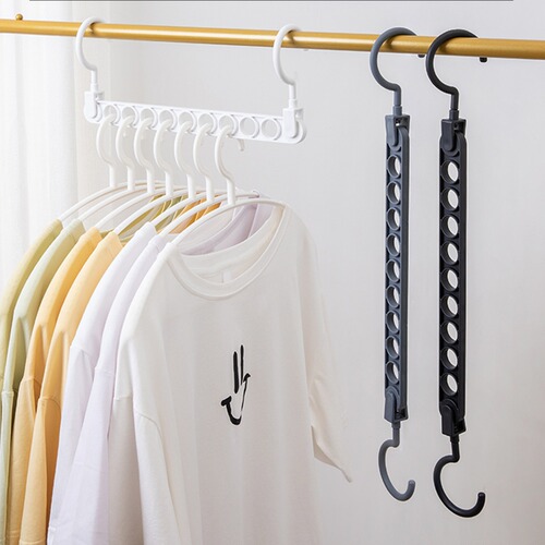 Household nine-hole clothes hanger multi-functional foldable and rotatable creative magic clothes hanger wardrobe universal storage artifact