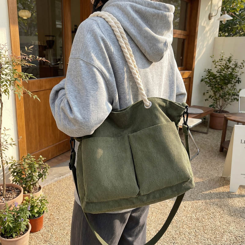 灯芯绒大包包2025冬季信息休闲百搭单肩包大容量托特包通勤上班包