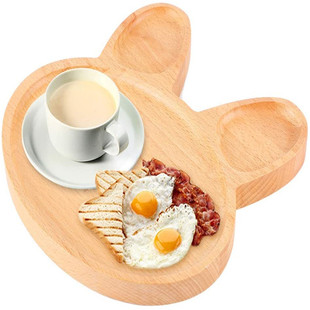 Wooden Dinner Plate Cute Pattern Snack Plate Wood Serving Tray Snack for Biscuits Cookies Snack Dinner Plate