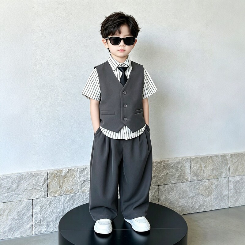 Boys' Suit Set for Summer, High-End Casual Suit for Boys, Children's Birthday Piano Performance Outfit, Flower Boy Formal Wear Boys' Suit Set for Summer, High-End Casual Suit for Boys, Children's Birthday Piano Performance Outfit, Flower Boy Formal Wear