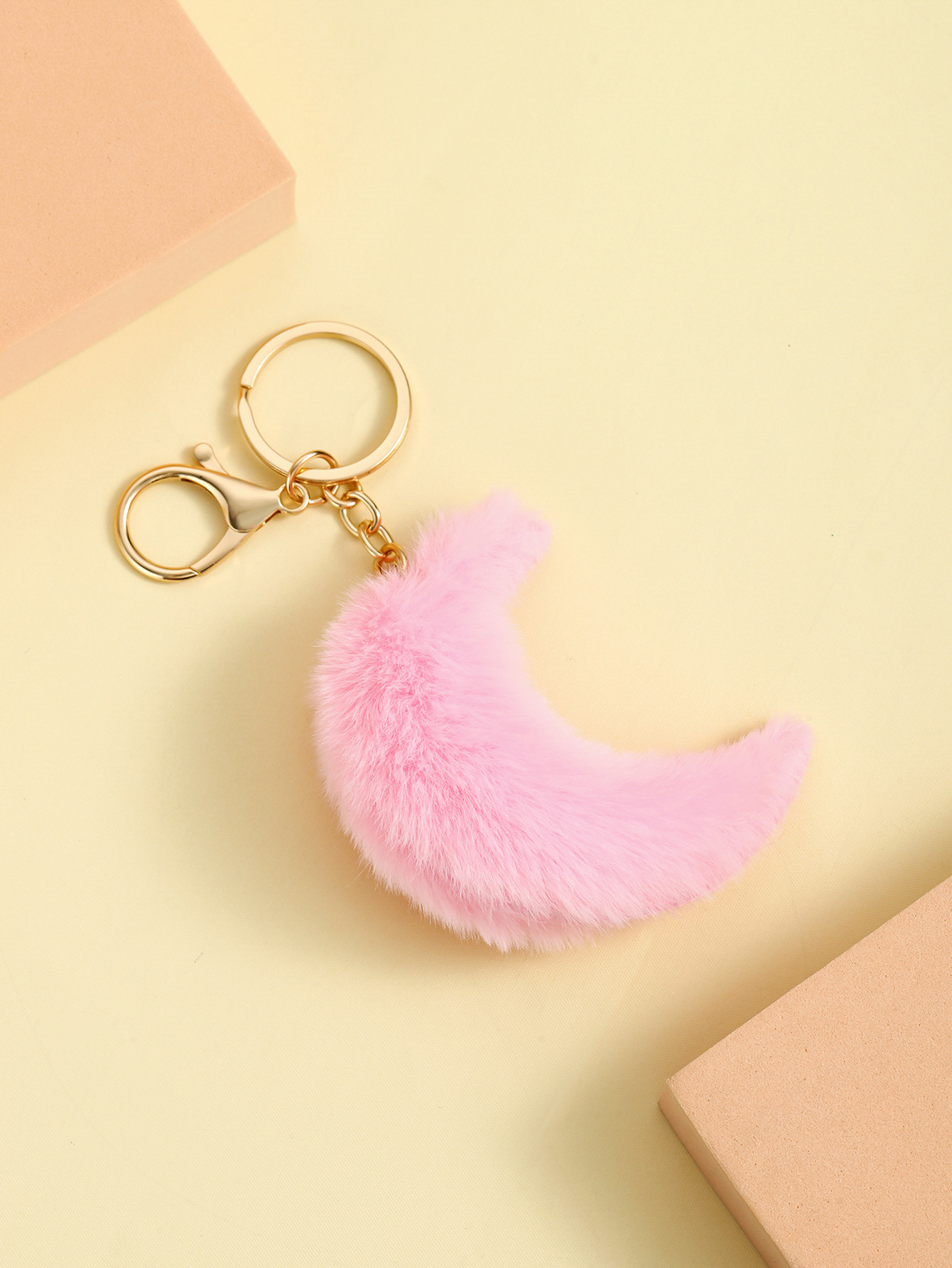 Moon Pattern Cute Moon Imitation Fur Unisex Keychain