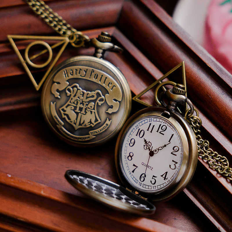 Harry Potter nuevo reloj de arena tallado con tapa flip hueco relojes de bolsillo relojes de collar relojes de estudiantes hombres y mujeres image 2