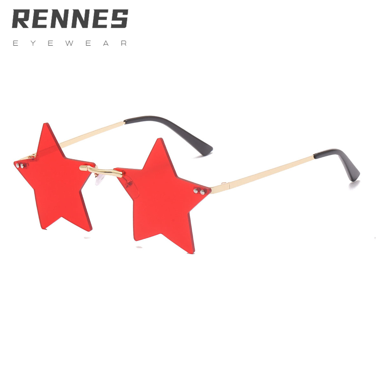 2022 nuevas gafas de sol sin marco pentagrama personalidad colorido océano gafas de sol para hombres y mujeres gafas de sol transfronterizas