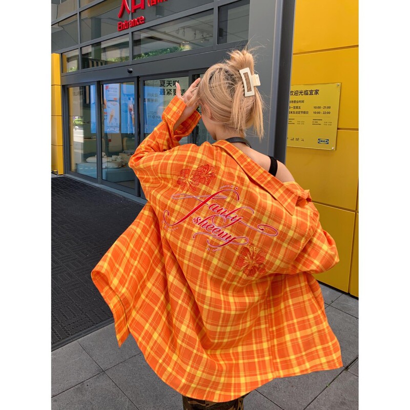 Dopamine Retro Plaid Shirt for Women, New American Style, Versatile, High-End Design, Commuter Style Shirt, New Trendy Brand Dopamine Retro Plaid Shirt for Women, New American Style, Versatile, High-End Design, Commuter Style Shirt, New Trendy Brand