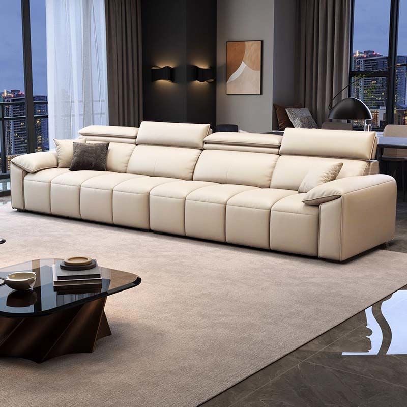 Genuine Leather Straight-Row Sofa for Large and Small Living Rooms 2025 New Modern Simple Accessible Luxury Furniture Full Set of Genuine Leather Sofa
