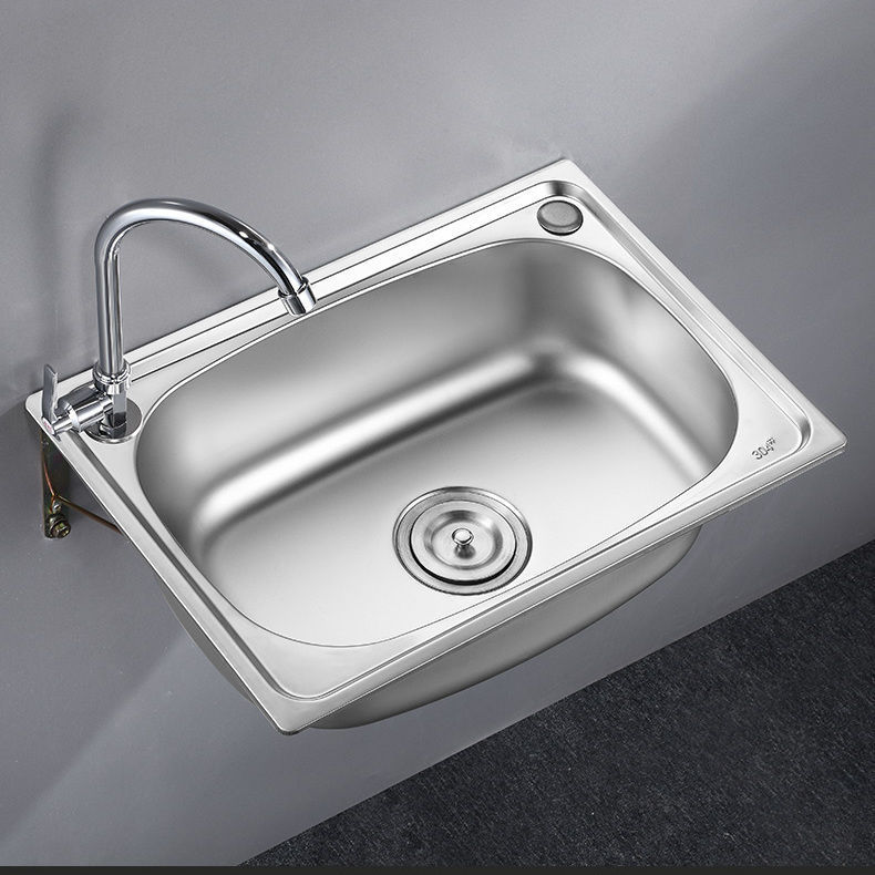 304 Stainless Steel Sink Kitchen Simple Thickeneded Single-Slot Dishwashing Wall-Mounted Sink Wash Basin Sink Bracket