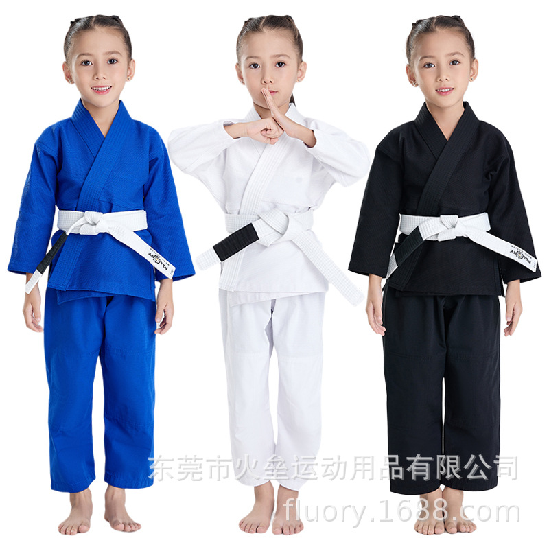 FLUORY Fire Barrier Children's Solid Color Jujitsu Suit suit kid's BJJ GI Light Plate Brazilian Jujitsu Suit