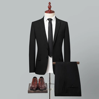 新款男士西服套装韩版修身西装正装商务职业装高级礼服伴微弹舒适