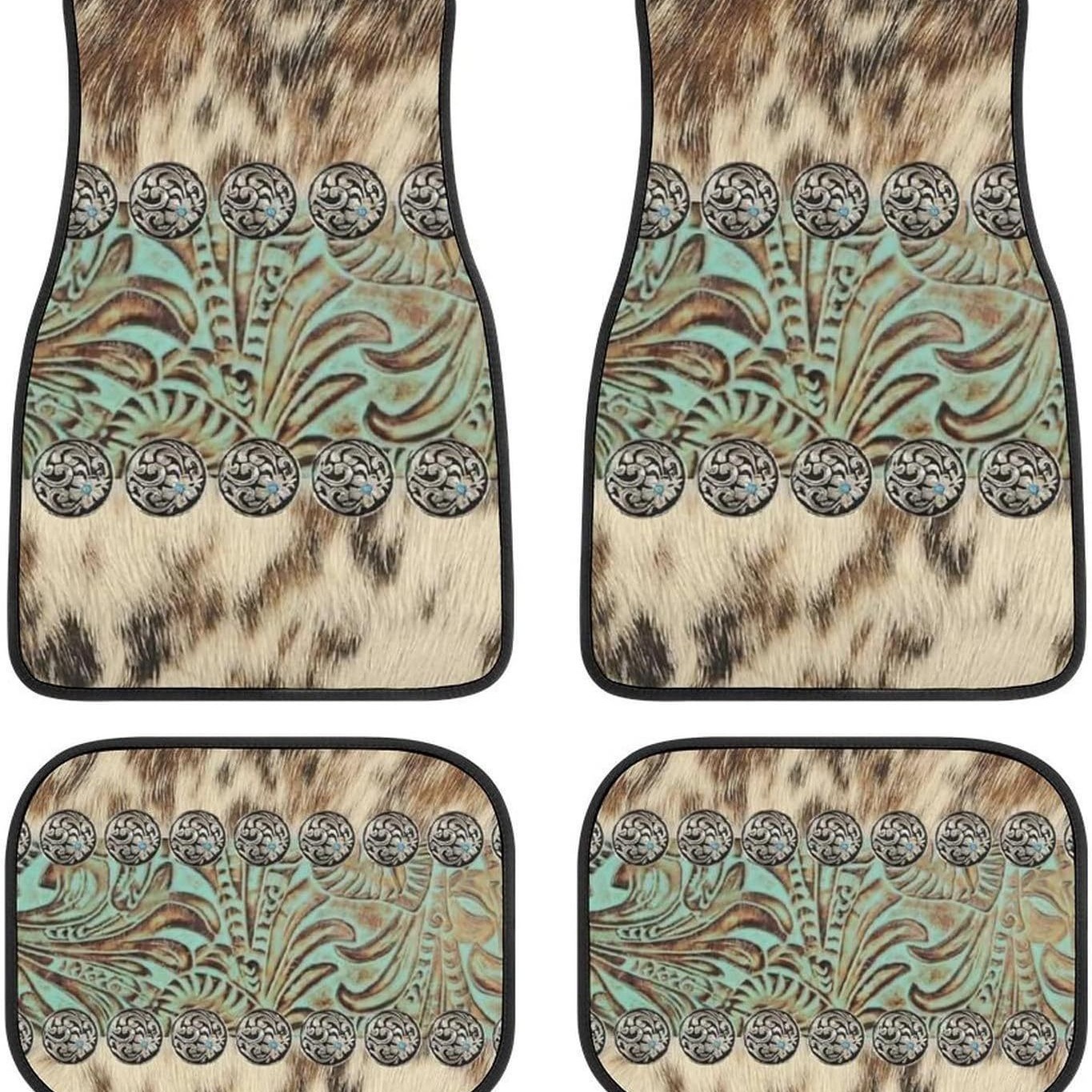 Cross-border JIT wholesale rose car floor mats, four-piece set of universal floor mats, non-slip and dirt-resistant car floor mats