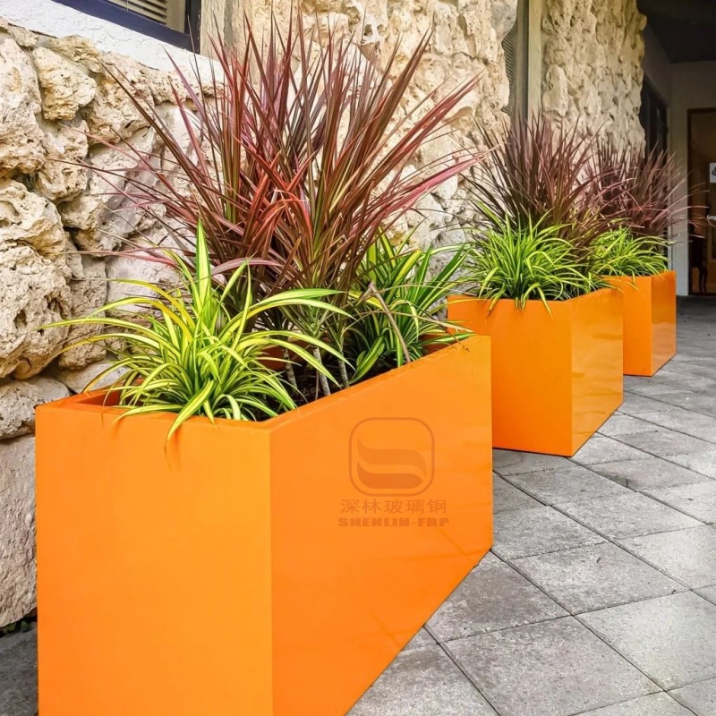 Al aire libre FRP cuadrada combinación de maceta de flores centro comercial hotel sala de ventas belleza decoración maceta de flores