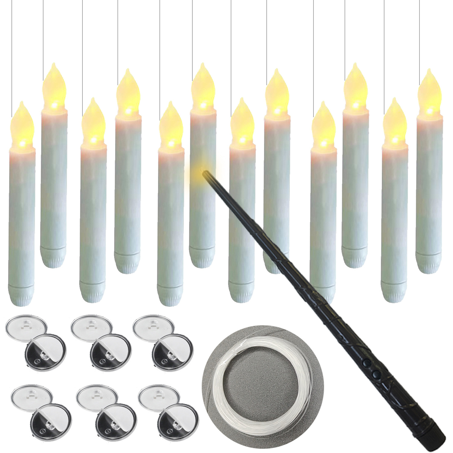 Varita mágica con patrón de dos lágrimas, destello blanco cálido * paquete de 12