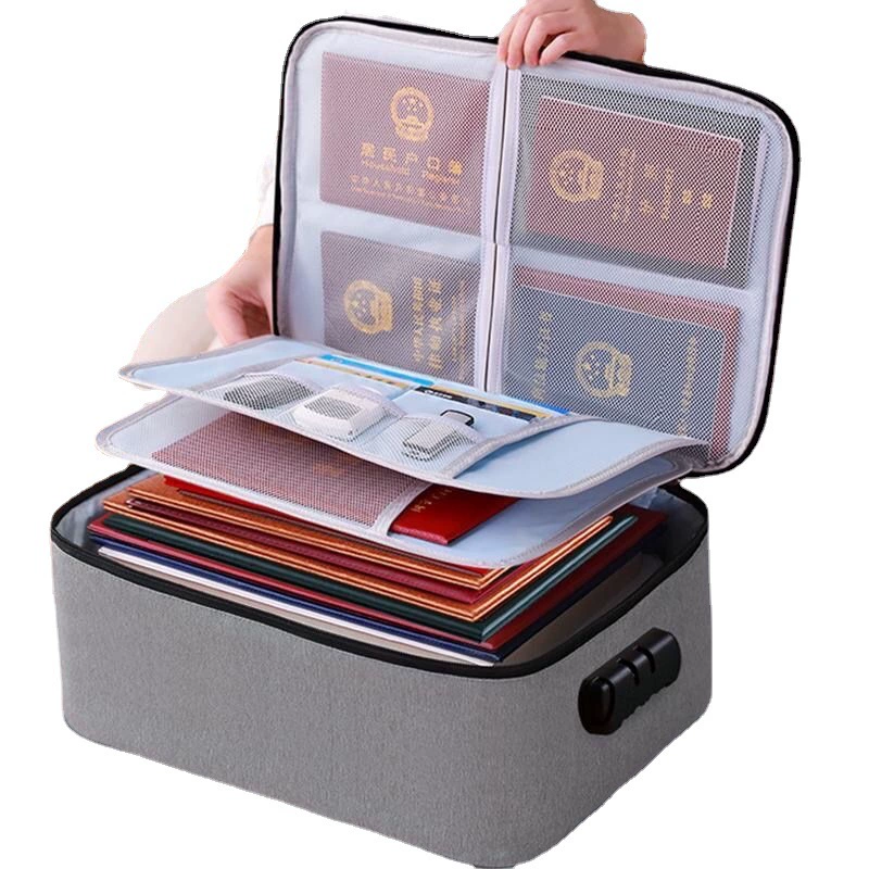 Document organizer bag, oxford cloth, multi‑layer or lockable, card & passport holder