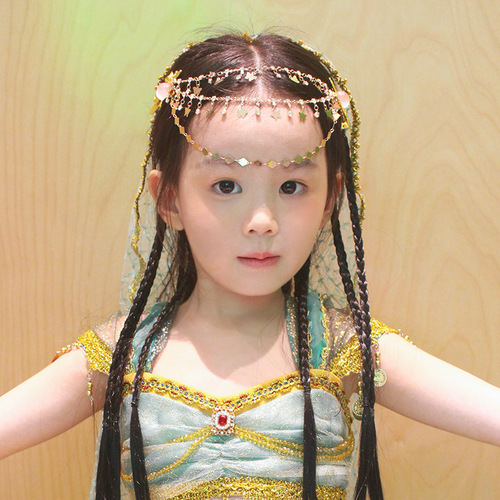 Hanchen's new Chinese style children's hair accessories girls Hanfu hairpin ancient style hairpin butterfly tassel headdress forehead chain