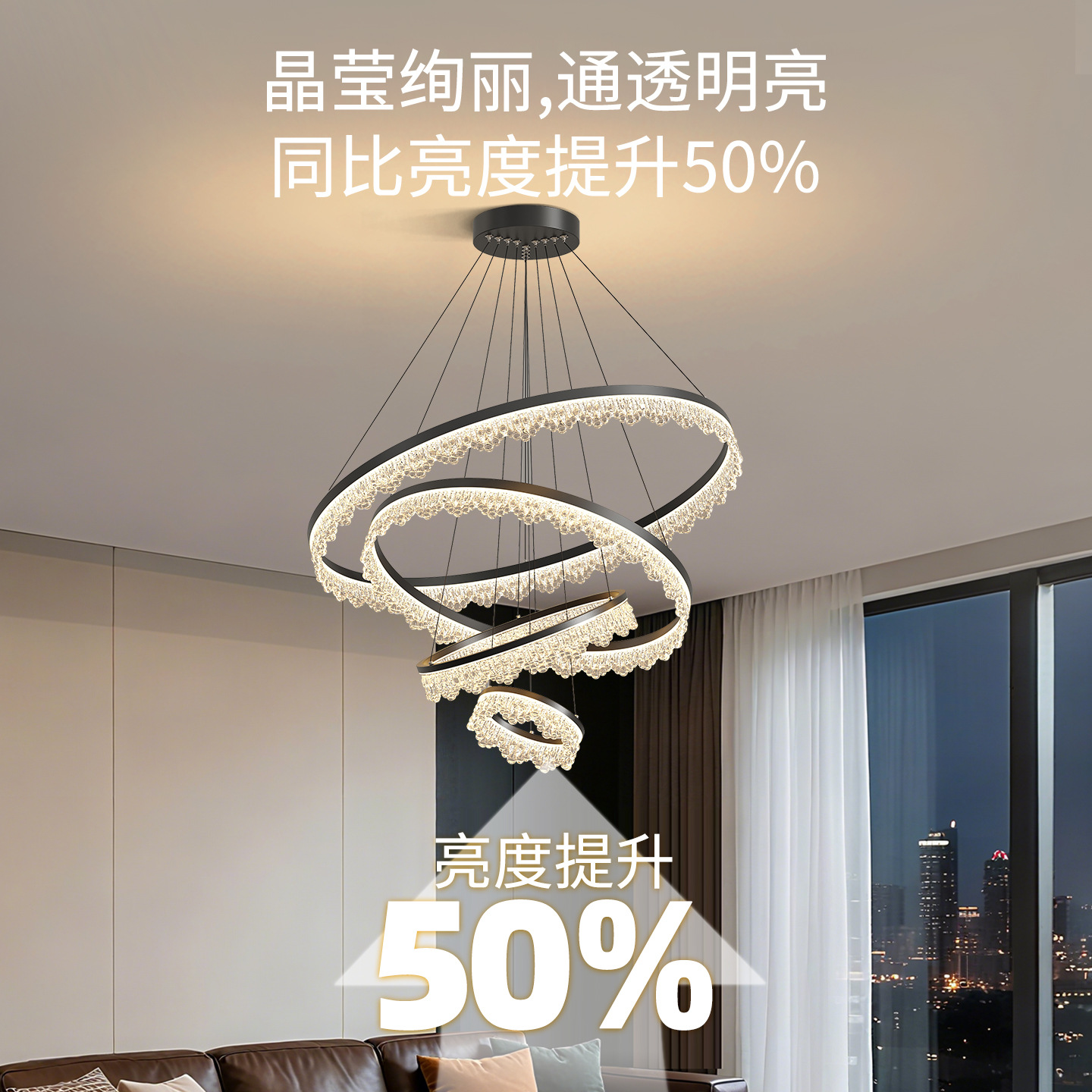 Luz de lujo ligera italiana Villa sala de estar lámpara principal de la atmósfera moderna de protección de ojos de espectro completo lámpara de comedor 293L lámpara de montaña