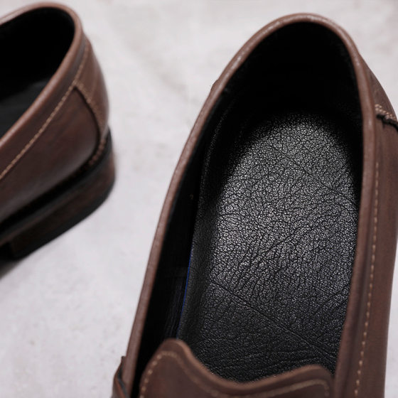 New Washed Vintage Goodyear Horse Leather Loafers Slip-on Casual Leather Shoes Genuine Leather Big Bottom Shoes