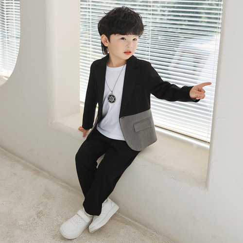 Boys' Leisure Suit Set Children's Autumn/Winter Outfit New Coat Pants Elementary School Students' Back-to-School Clothing Children's Wholesale