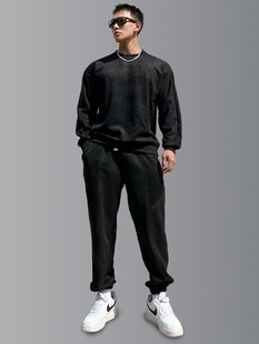 Autumn and Winter new outdoor sports suede suit muscle fitness brothers loose sweater trousers trendy fitness men