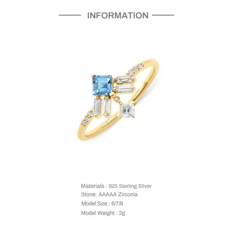 Luxurious Geometric Silver Plating Crystal Zircon Rings