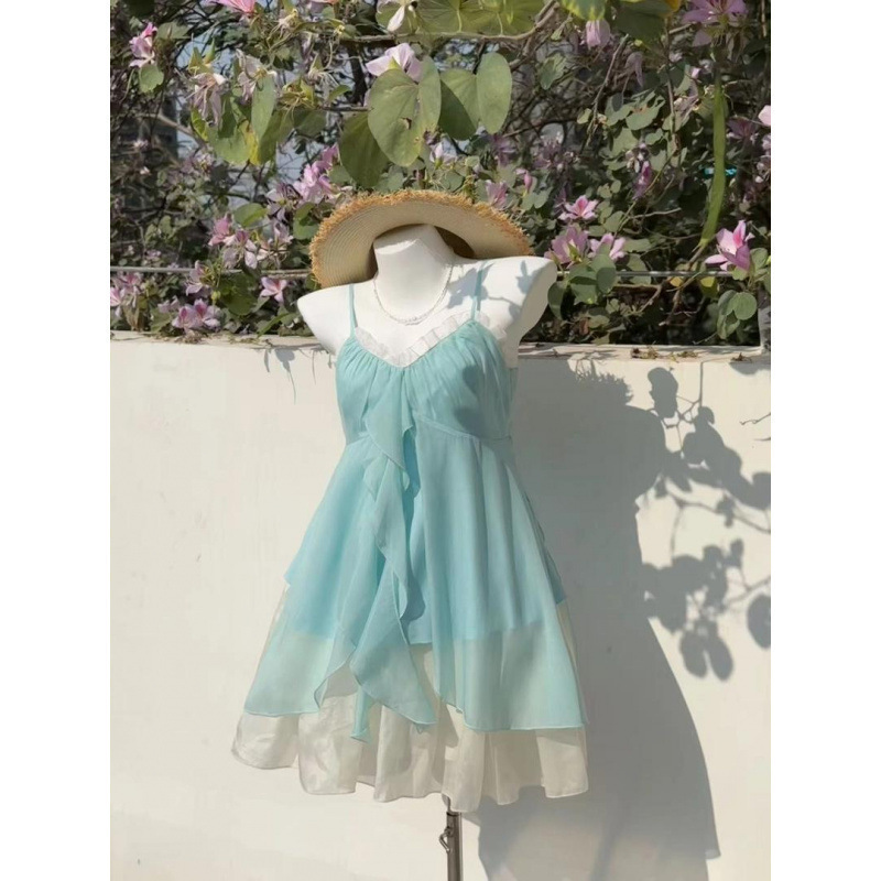 POSHOP  人鱼恋歌 vintage复古雪纺上衣套装  显瘦夏季上衣两件套|undefined