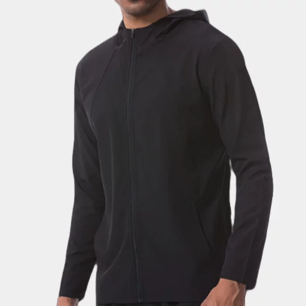 Lulu Men's Sports Jacket with Zipper, Windproof Hood, Outdoor Loose Casual Running Fitness Jacket, Lightweight and Windproof