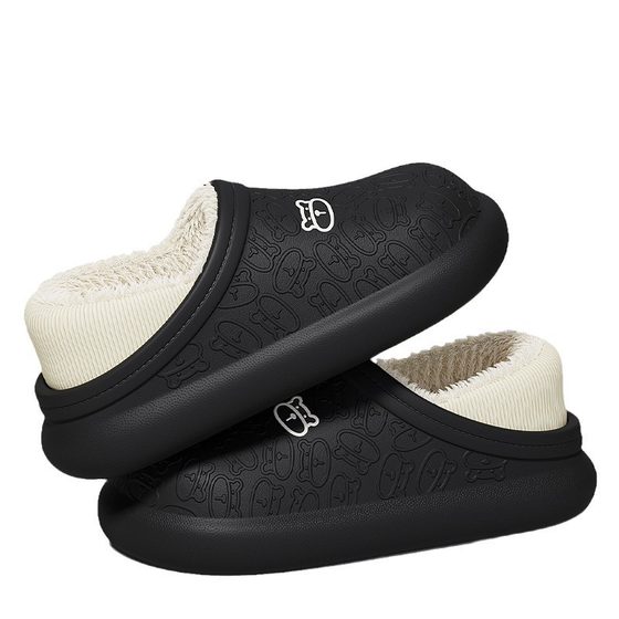 New waterproof EVA cotton slippers men's autumn and winter bag with warm plush soft bottom moon shoes women's supermarket wholesale